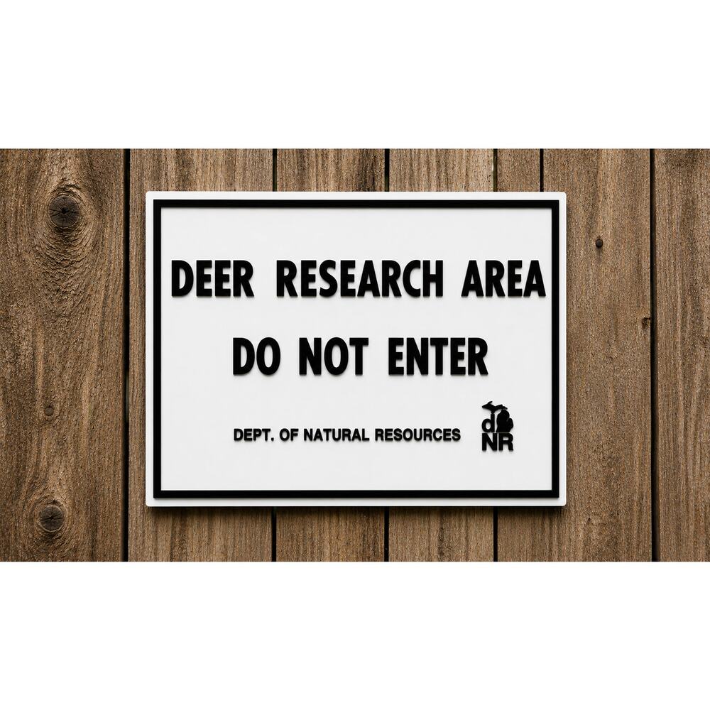 Deer Research Area Michigan DNR Sign Do Not Enter Dept Natural Resources Hunt